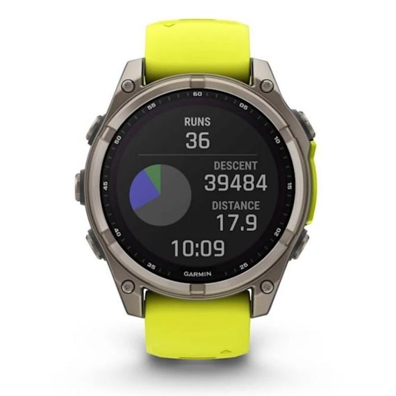 Garmin Fenix 8 47 мм Solar Titanium – сапфир, жёлто-серый ремешок