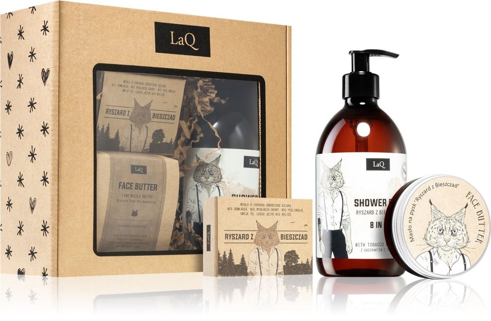 LaQ refreshing shower gel 8-in-1 500 ml + deep nourishing butter for face and beard 50 ml + Bar soap 85 g Lynx From Mountain