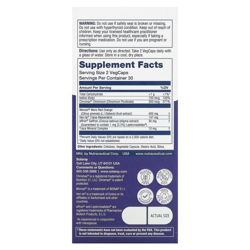 Solaray, Her Life Этапы, для постменопаузы, 60 растительных капсул