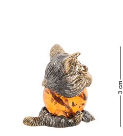 Народные промыслы AM-1029 Фигурка «Кот Мопсик» (латунь, янтарь)