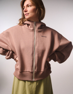 Худи на молнии укороченная с начесом, "Кофе с молоком"