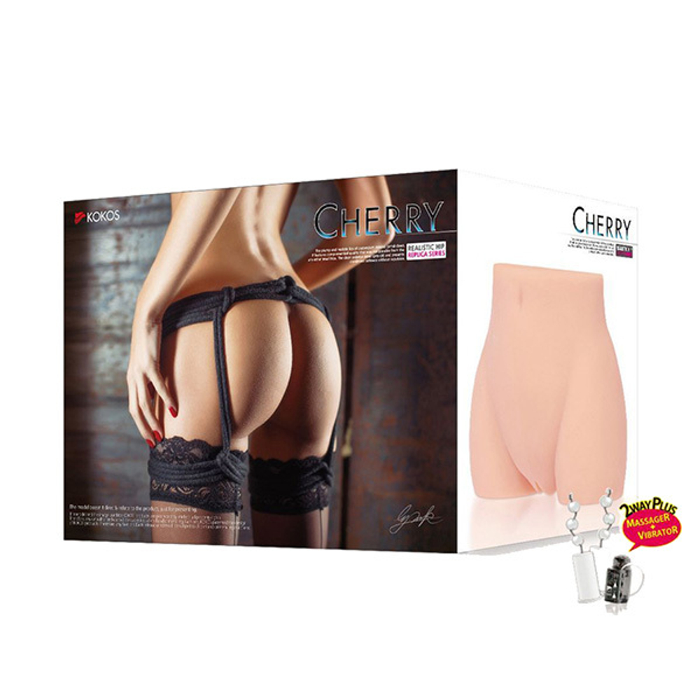 Мастурбатор-полуторс 22х14х15см с вибрацией и двумя любовными тоннелями Kokos Cherry