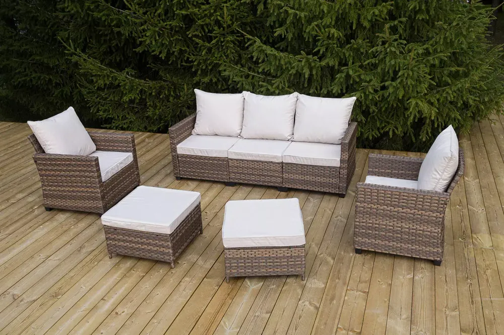 "Бостон" лаунж-зона из искусственного ротанга, цвет соломенный