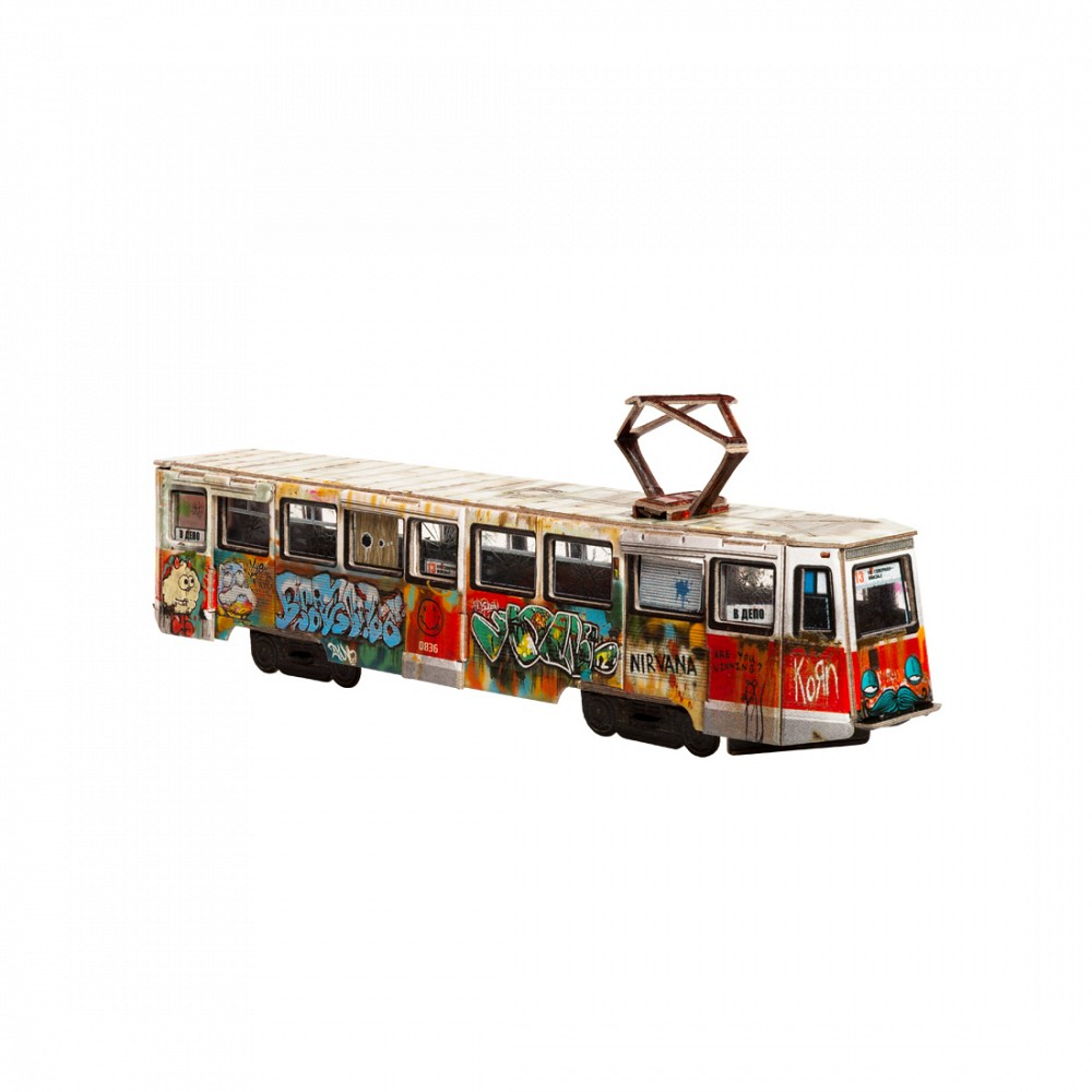 Городской трамвай (графити)1:87 Сборная модель из картона
