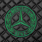 Ковры MERCEDES Actros 2020г ровный пол (экокожа, черный, черный кант, зеленая вышивка)