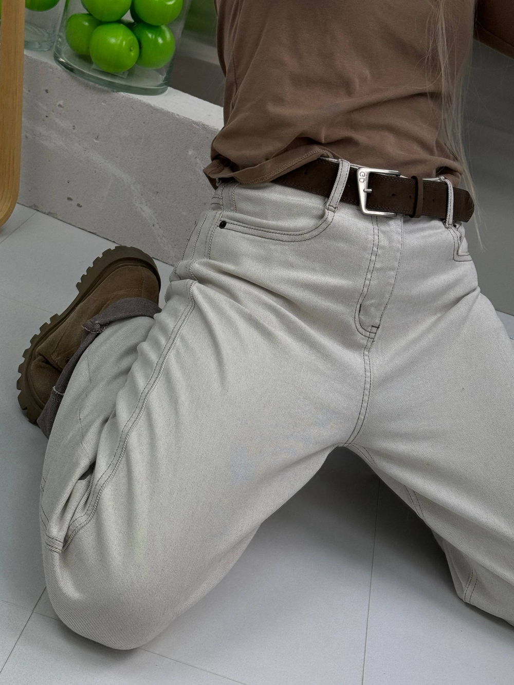 Брюки джинсовые женские арт.: 220 бежевый