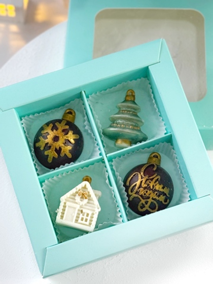 Подарочный набор конфет из бельгийского шоколада 4 шт - Новый год