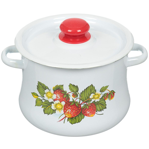 Кастрюля сталь, эмал, 4 л, с крыш, Сиб товары, С2512.3/С2512.3П/С2512.34, в асс, индукц