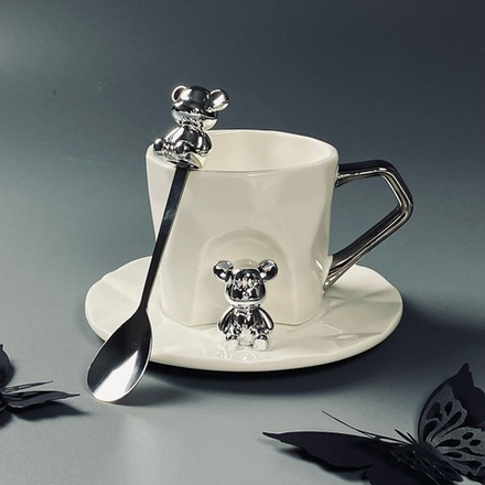 Lenardi 315-076 Чашка 250мл с блюдцем и ложкой в под.уп.(х12)Фарфор