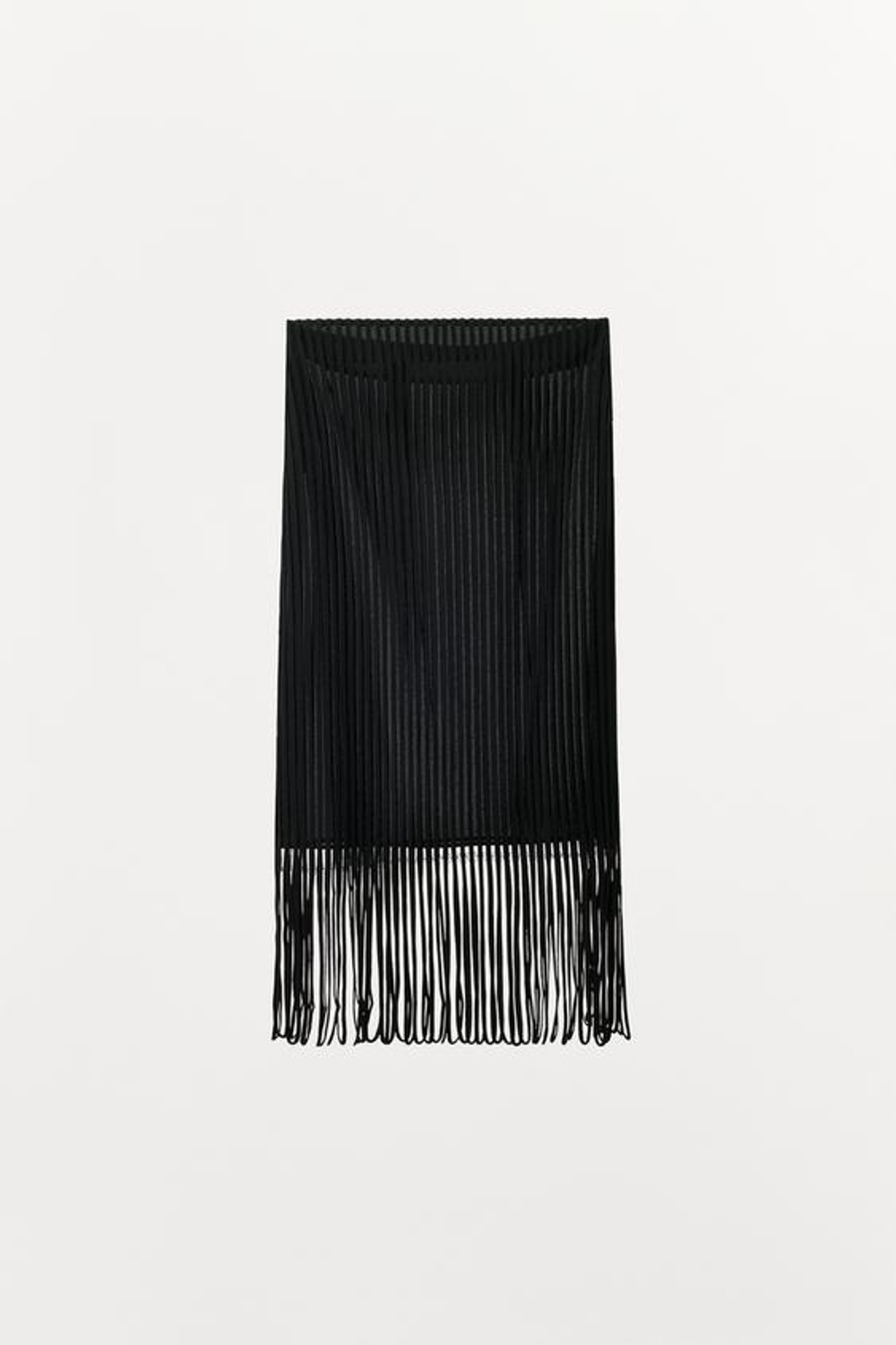 ZARA ЮБКА С БАХРОМОЙ И ЛЕНТАМИ, ЧЕРНЫЙ