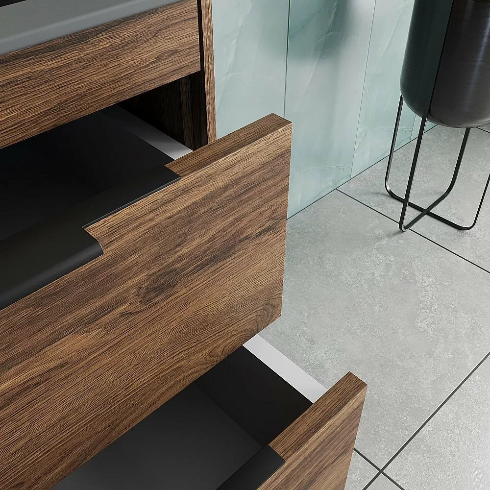 Тумба с раковиной Vincea Chiara 2D 60 VMC-2C2600CO/VCB-13600G тёмный дуб/раковина серая