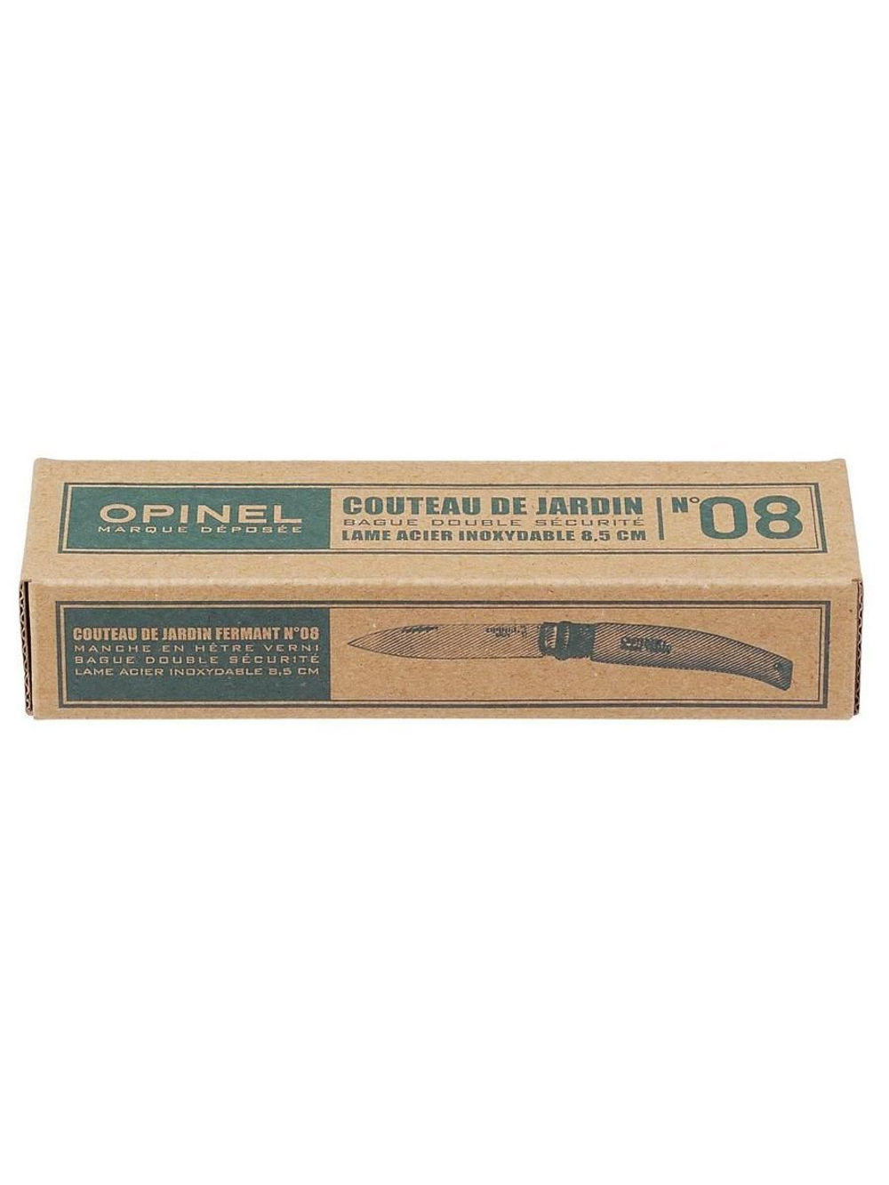 Нож Opinel №8 садовый, нержавеющая сталь, коробка
