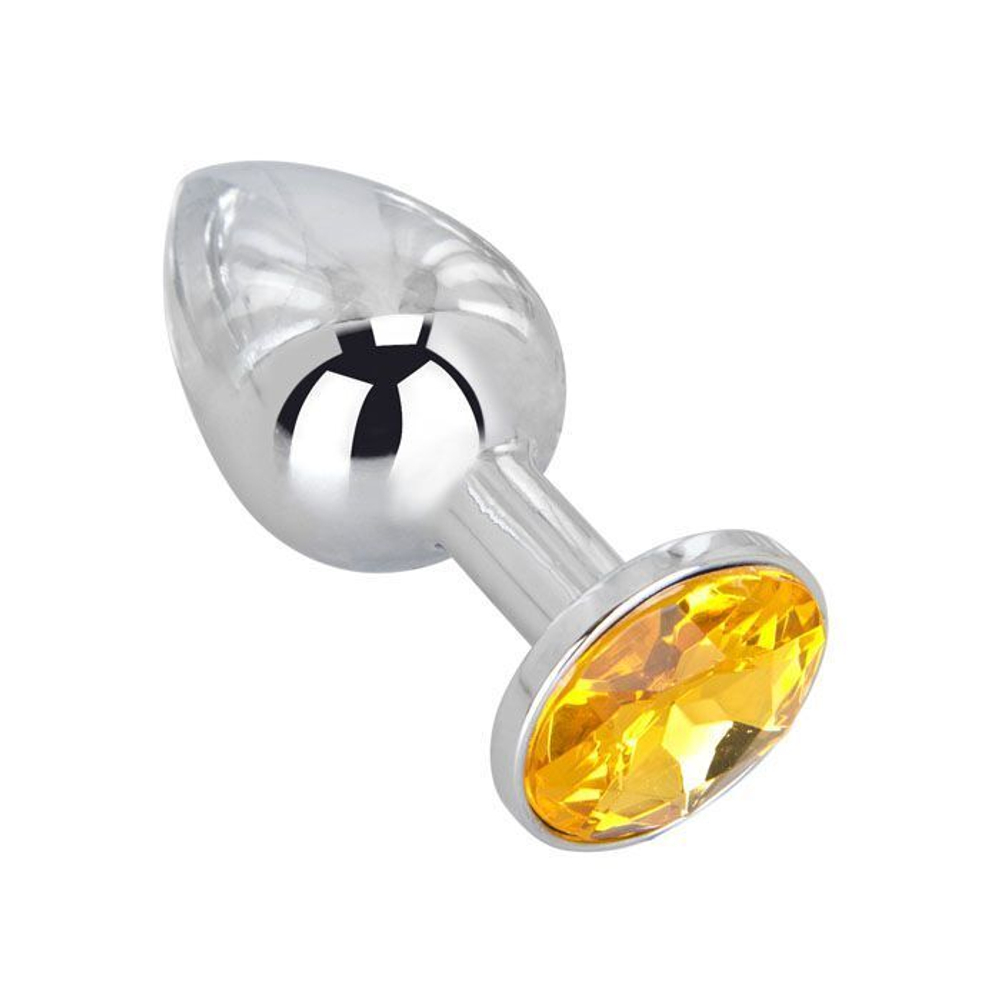 Мини-плаг из стали с желтым кристаллом Sweet Lemon - 6,5 см. (Цвет: желтый)