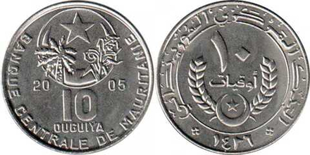 Мавритания 10 угий, 2004-2012 XF