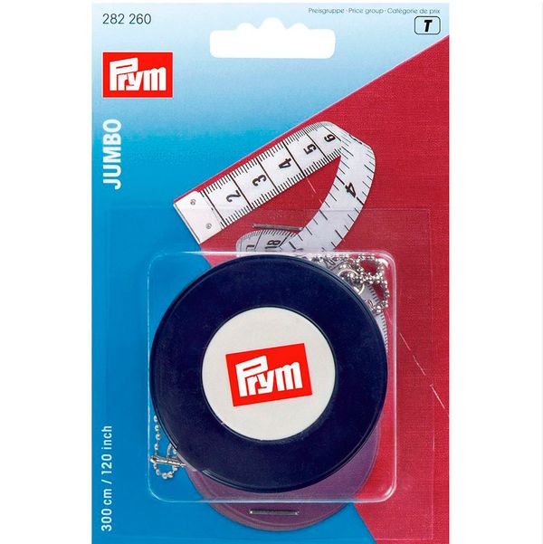 Рулетка Jumbo пластик 300 см, сантиметровая и дюймовая шкала, Prym 282260, УЦЕНКА