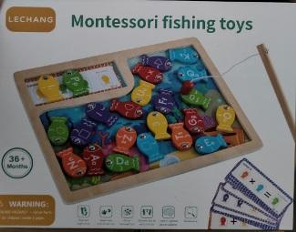 Развивающая игрушка деревянная Рыбалка деревянная поле плоское, коробка C-41677