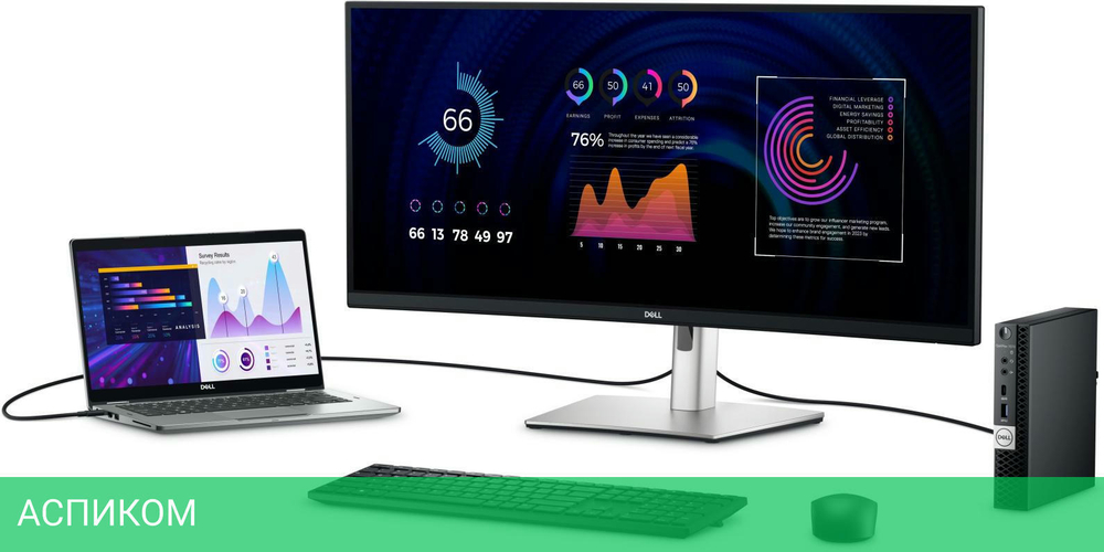 Монитор Dell P3424WE серебристый/черный