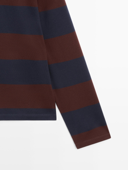 Massimo Dutti Футболка поло с длинными рукавами, темно-синий