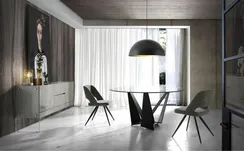 Стеклянный круглый стол c черными ножками CT2061 /1045 Ø150