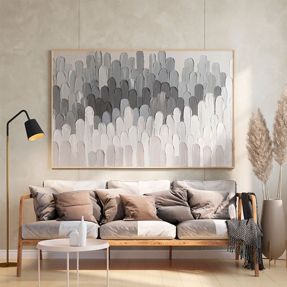 Панно декоративное с ручной росписью By Feel, 140х70 см, черно-белое