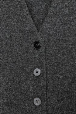 ZARА ТРИКОТАЖНЫЙ КАРДИГАН С V-ОБРАЗНЫМ ВЫРЕЗОМ, АНТРАЦИТОВО-СЕРЫЙ