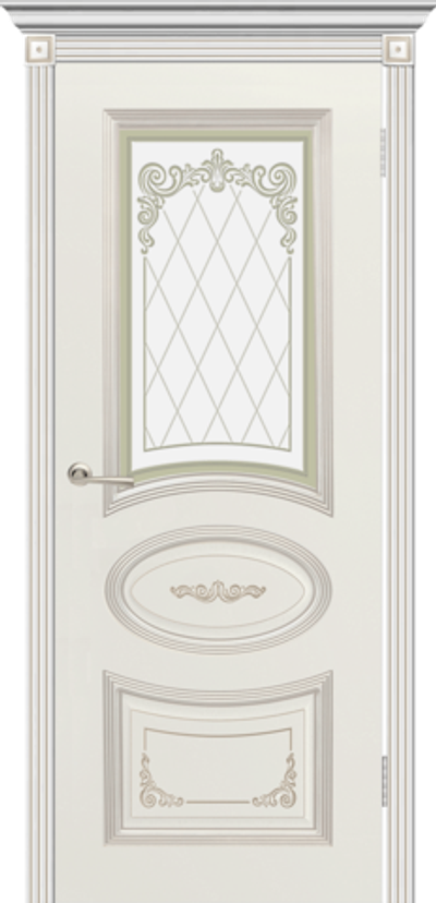 Пилястра-вензель (эмаль Белая + патина Белое золото)