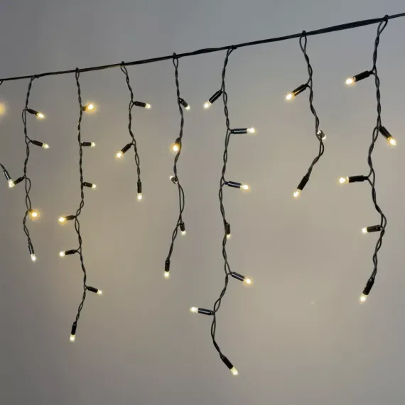 Гирлянда Бахрома 3,1*0,5 м., Тепло-Белая 220В., 120 LED, Провод Черный Каучук 2,3 мм., IP65, (ECO120-1-2WW)
