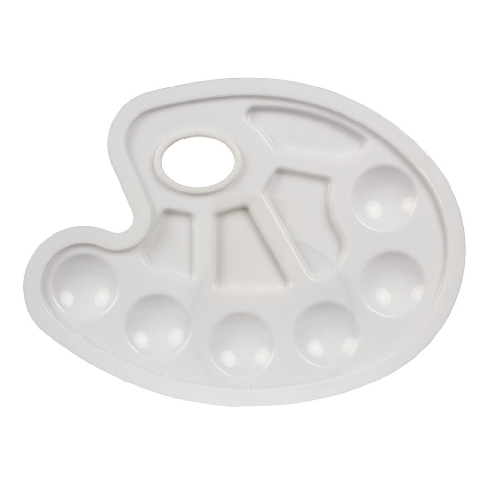 Палитра овальная, 10 ячеек, белая, пластик , С-40235