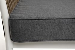 "Касабланка" диван 3-местный плетеный из роупа, каркас алюминий светло-серый (RAL7035) муар, роуп серо-коричневый 23мм, ткань серая 017