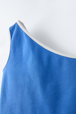 ZARA ТОП АСИММЕТРИЧНОГО КРОЯ С СЕРДЕЧКОМ, СИНИЙ