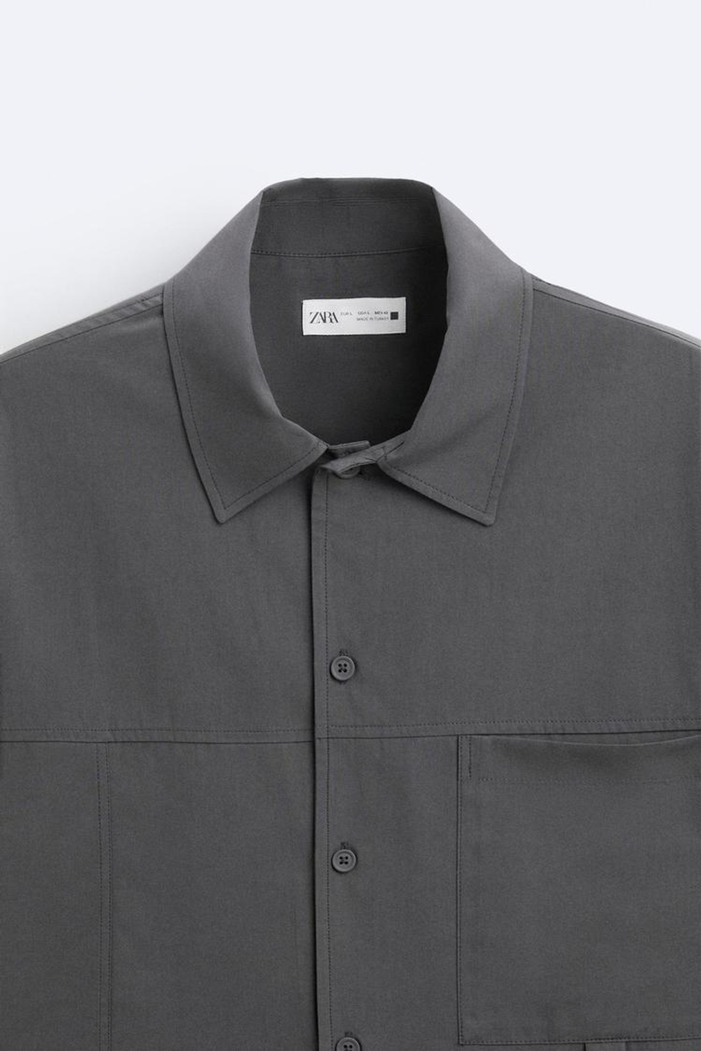 ZARA РУБАШКА CROPPED FIT, СЕРЫЙ