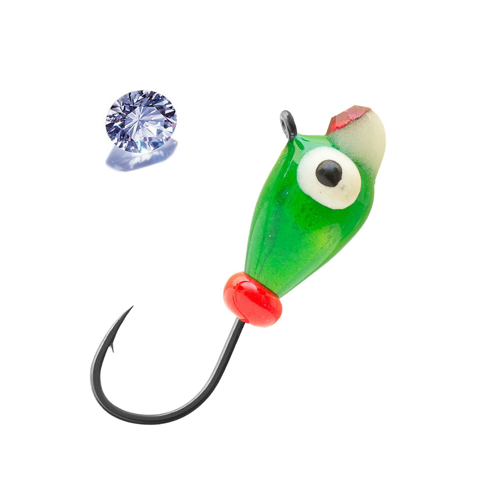 Мормышка вольфрамовая LumiCom КАПЛЯ С УШКОМ (обмазка с камнем малек), 5,0мм, MGd, 10 штук в упаковке