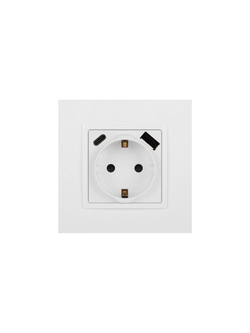 Розетка Elegance 14-4108-01М 16A 250В 2P+E защ. шторки с USB type-A+C 3А 5В матов. бел. Эра Б0067710