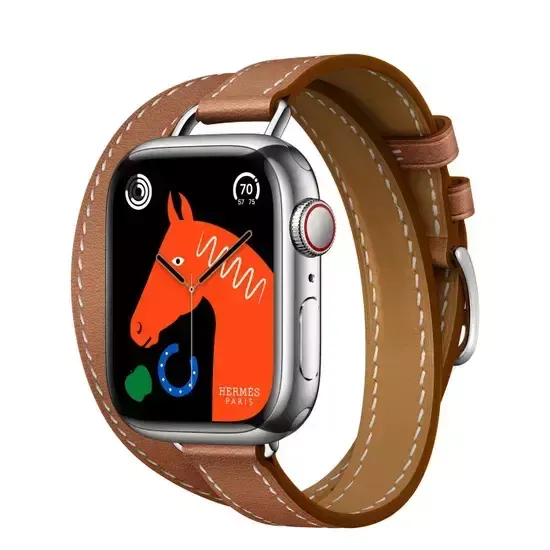 Apple Watch Hermès Series 9 41mm Silver Stainless Steel Case with Attelage Double Tour Gold