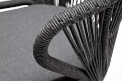 "Венето" обеденная группа на 6 персон со стульями "Милан", каркас темно-серый, роуп темно-серый