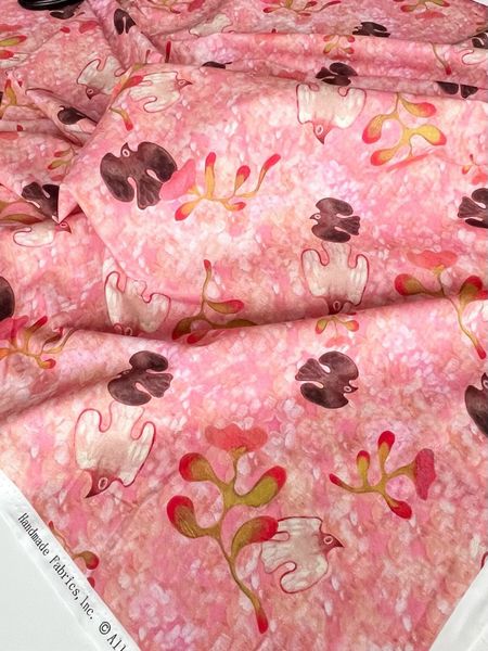 ПТИЦЫ НА РОЗОВОМ ФОНЕ - 100% хлопок 5