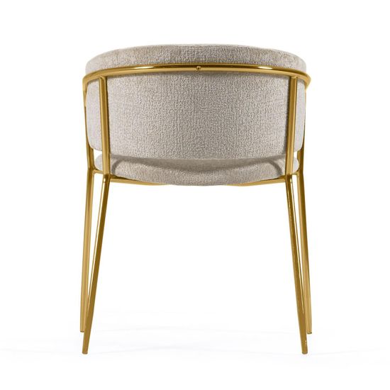 Стул Konnie из бежевой синели со стальными ножками и золотой отделкой La Forma Испания