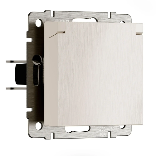 Розетка влагозащищенная с заземлением защитной крышкой и шторками N (перламутровый рифленый) W1171213