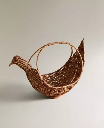 ZARA HOME КОРЗИНА ИЗ РОТАНГА С РУЧКОЙ, СВЕТЛО-БЕЖЕВЫЙ