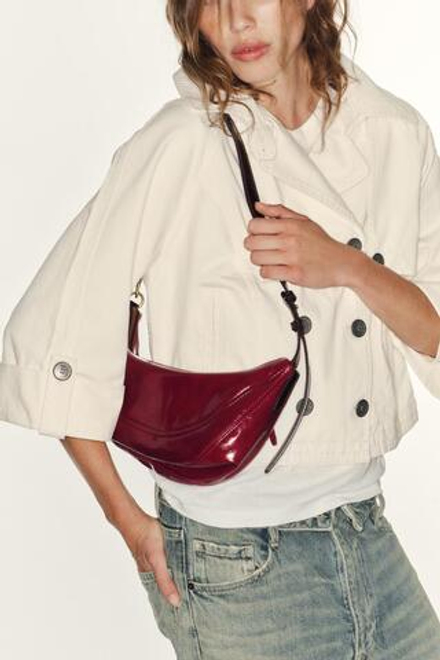 ZARA ОВАЛЬНАЯ СУМКА С ПЛЕЧЕВЫМ РЕМНЕМ, КРАСНЫЙ