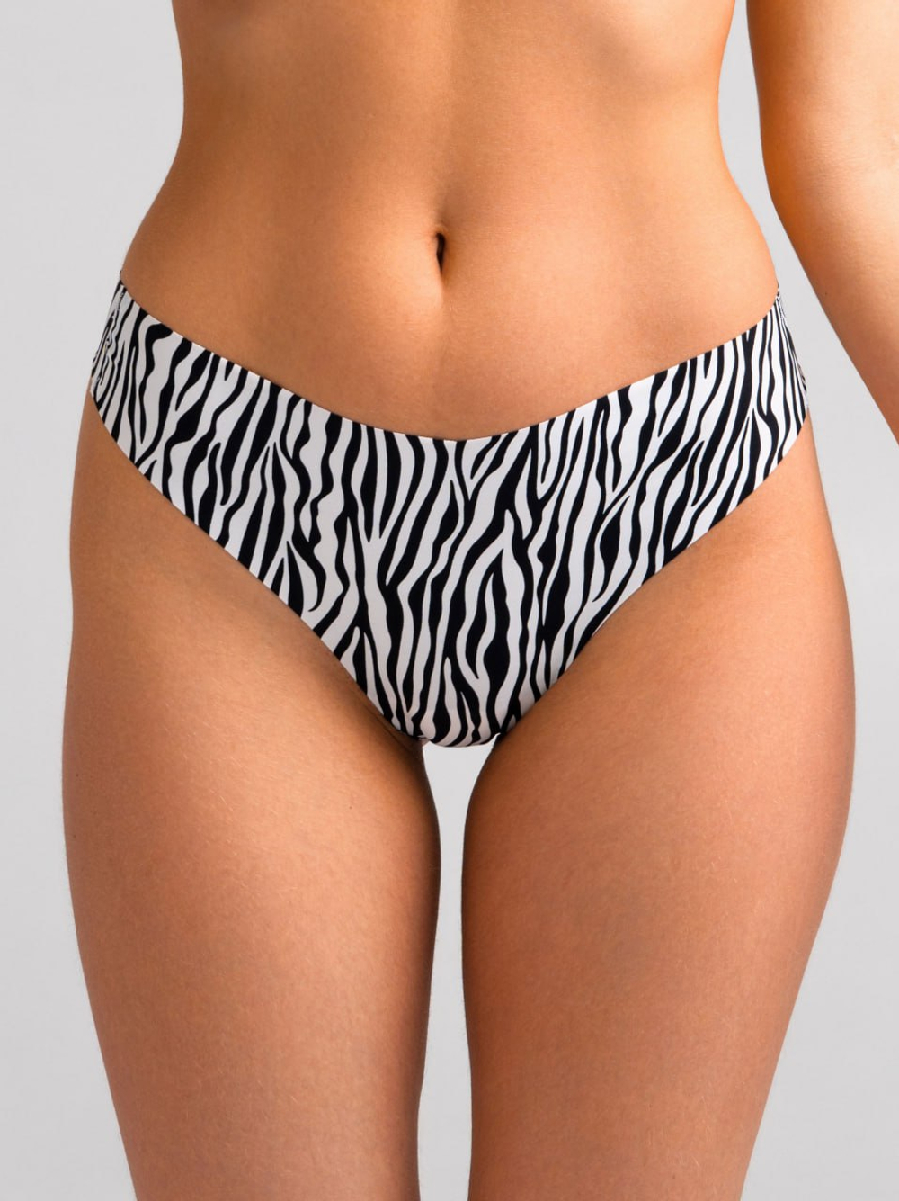 Стринги бесшовные цвет ЗЕБРА БЕЛАЯ, размер L
