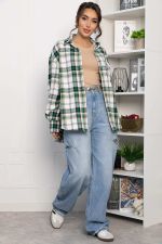 Рубашка оверсайз Дарика (бело-зеленая) Б14263-30М LT Collection