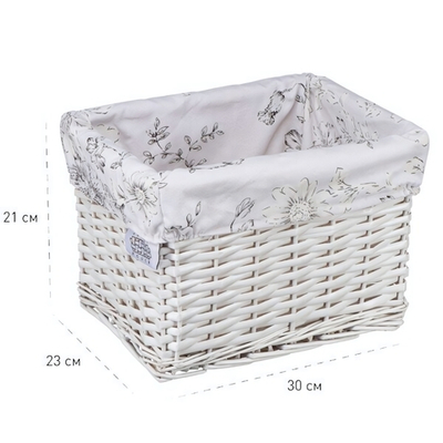 Корзина стеллажная "Цветы", Д300 Ш230 В210, белая