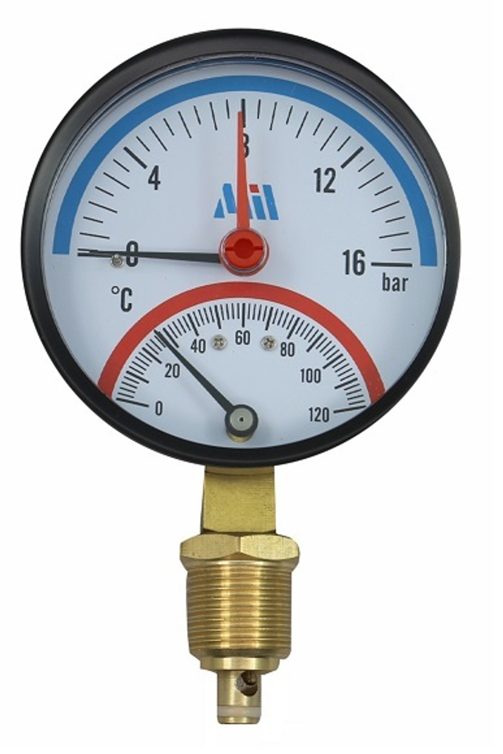 Термоманометр вертикальный  80 мм 1/2"- 16 бар (0-120C) Millennium