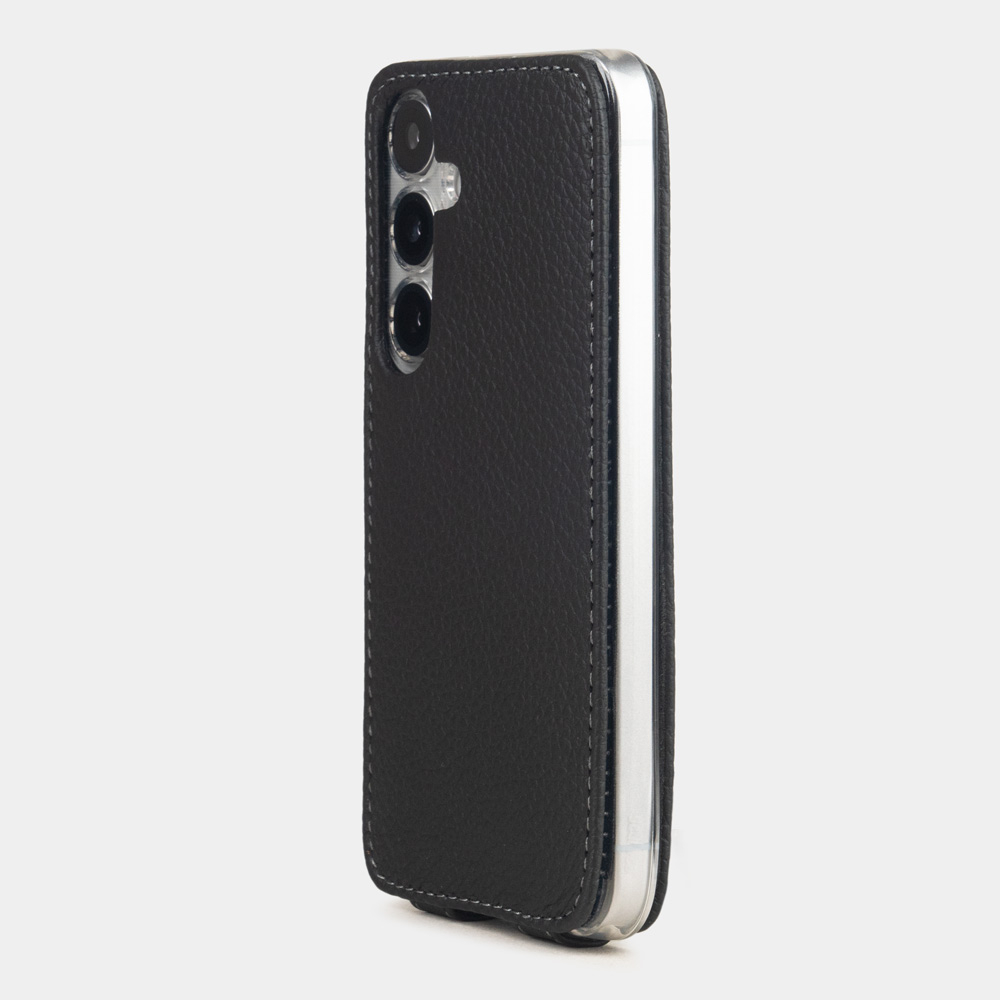 Чехол для Samsung Galaxy S25 Plus из кожи теленка, черного цвета