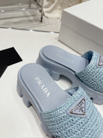 Prada Crochet Platform Slides