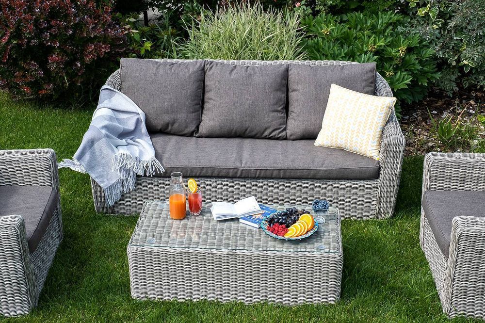 "Фабриция" диван из искусственного ротанга трехместный, цвет серый