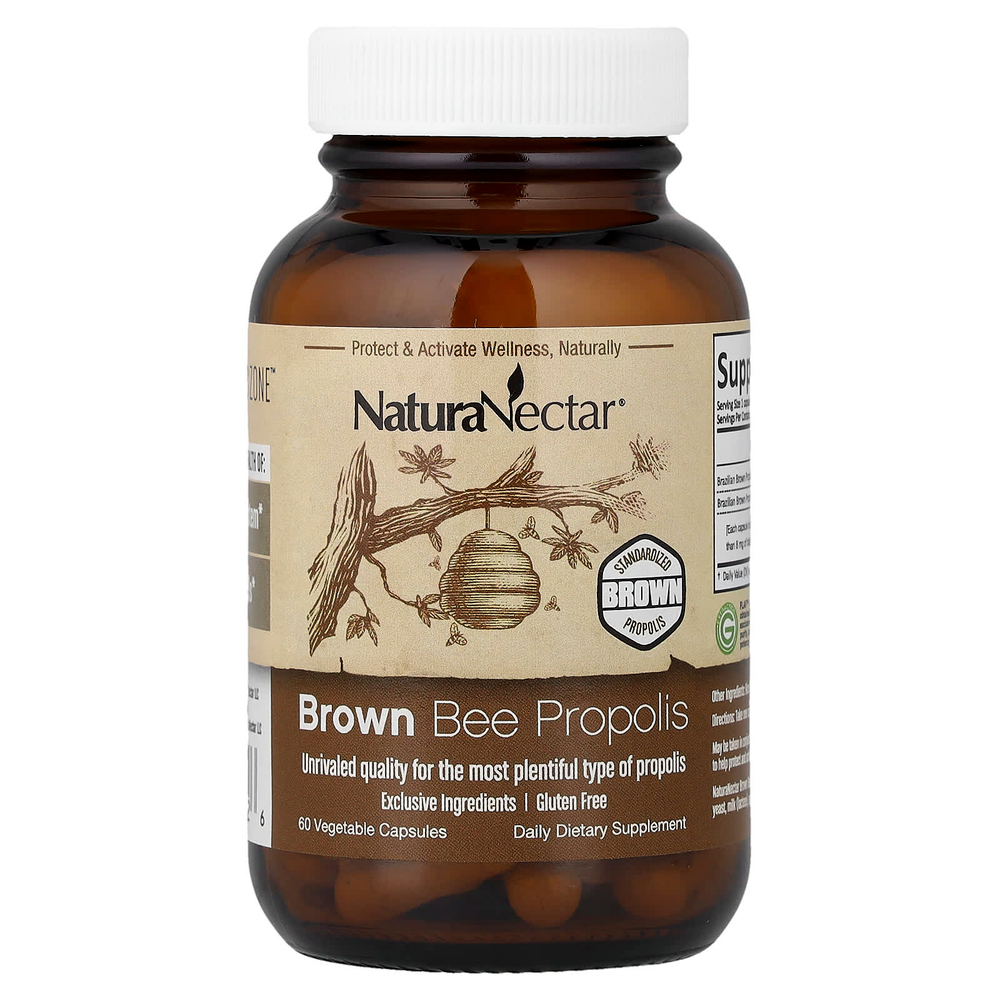 NaturaNectar, Brown Bee Propolis, 60 вегетарианских капсул
