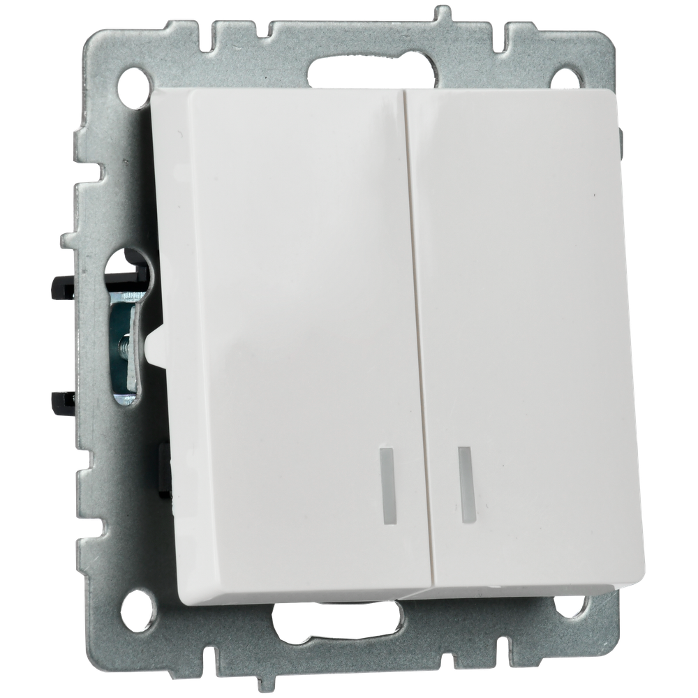 BRITE Выключатель 2-клавишный с индикацией 10А ВС10-2-1-БрБ белый IEK