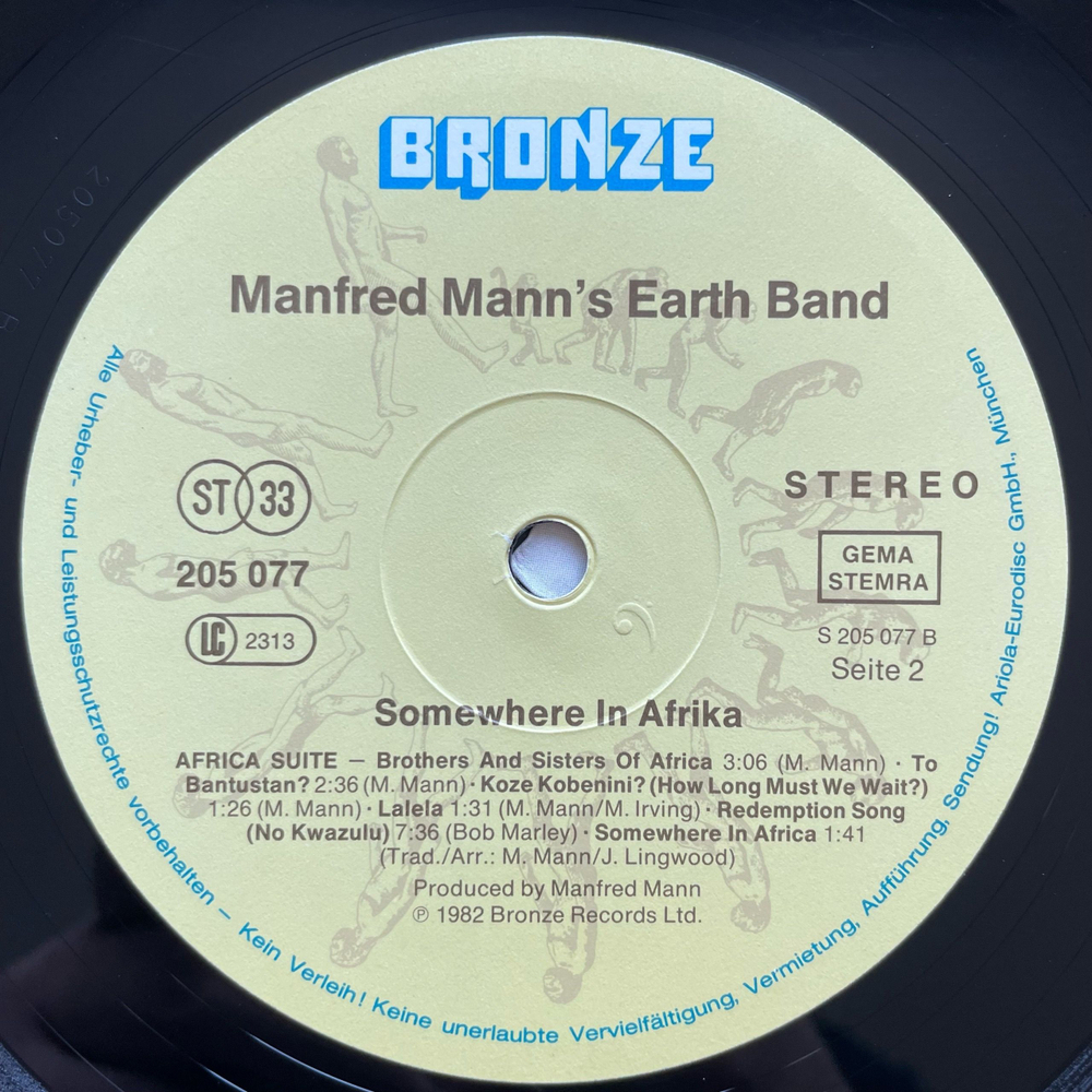 Винтажная виниловая пластинка LP Manfred Mann's Earth Band, Somewhere In Afrika (Германия 1982) Eyes Of Nostradamus